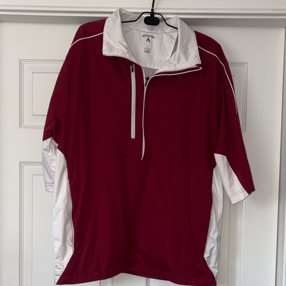 Antigua Men's Burgundy&White Golf Windbreaker L - EUC